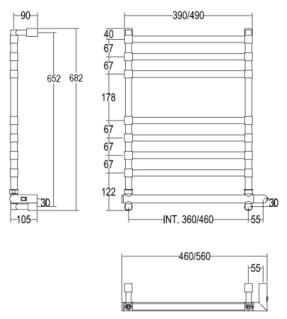 Электрический полотенцесушитель Margaroli Sole 564468TQGONB