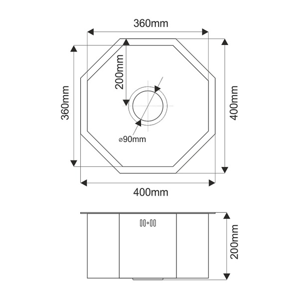 Кухонная мойка: (40х36х20) MELANA Octavia Profline D400BR, бронза