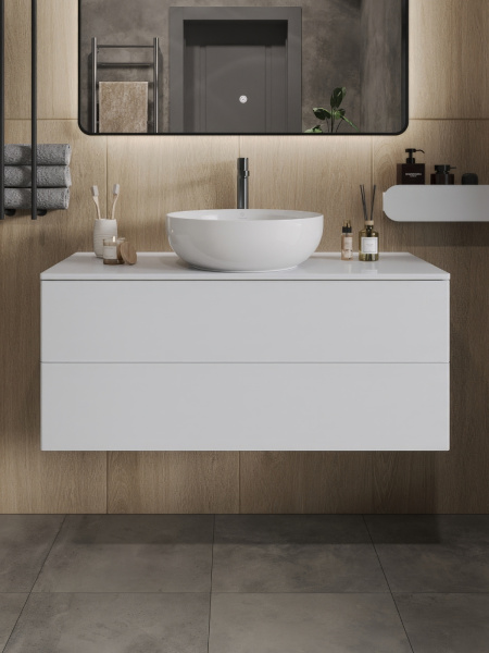 Тумба с раковиной подвесная 100 см, Orange Otto Ot-100TuMDF+B07-420W белый глянец