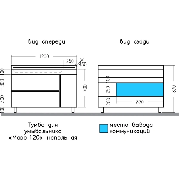 Тумба под раковину СаНта  Марс 120 700422 без раковины, светлый