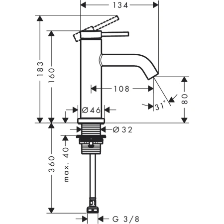 Кран для холодной воды без донного клапана Hansgrohe Tecturis S 73313000 хром