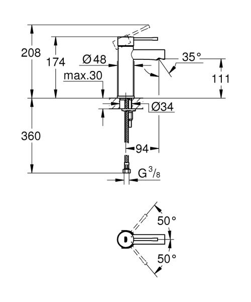 Смеситель для раковины однорычажный Grohe Essence New 34294 001 (34294001) хром