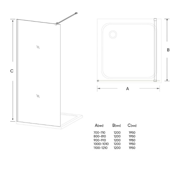 Душевая перегородка Veconi Korato KR-71, (100x195) KR71-100-01-19C1