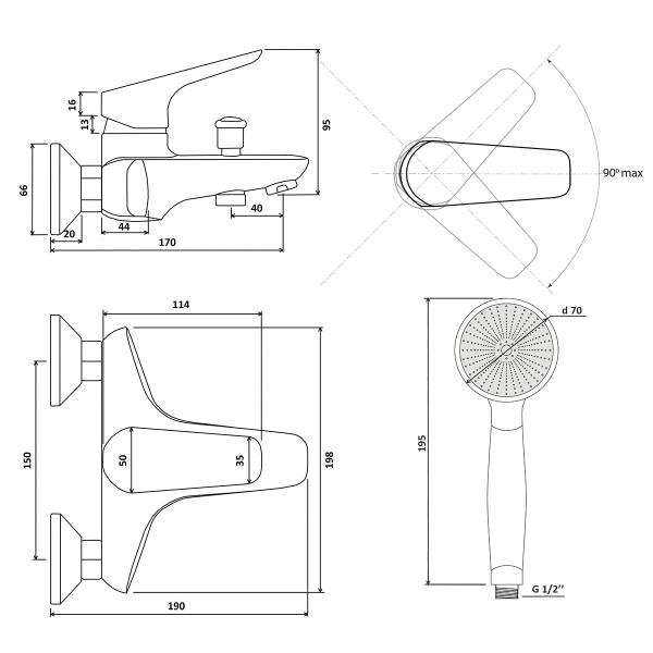 Смеситель для ванны Славен Коттедж Г СЛ-ОД-Г30