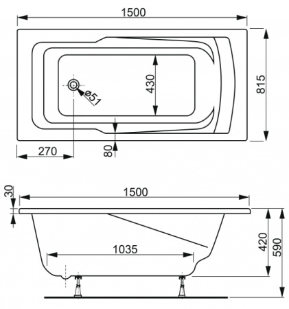 Акриловая ванна Vagnerplast Ultra VPBA158ULT2X-04