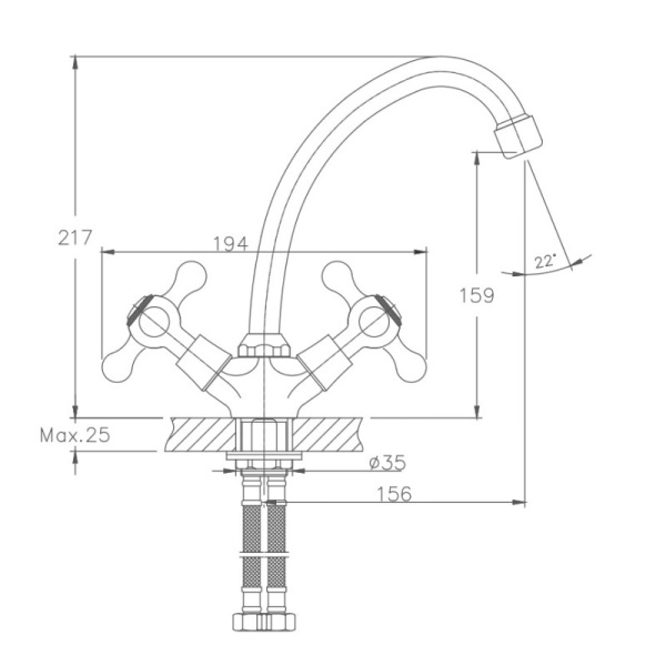 Смеситель для кухни Haiba HB4908 Смеситель для кухни Haiba HB4908