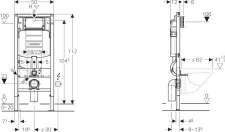 Инсталляция для подвесного унитаза Geberit Duofix 111.354.00.5 