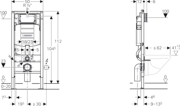 Инсталляция для подвесного унитаза Geberit Duofix 111.354.00.5 