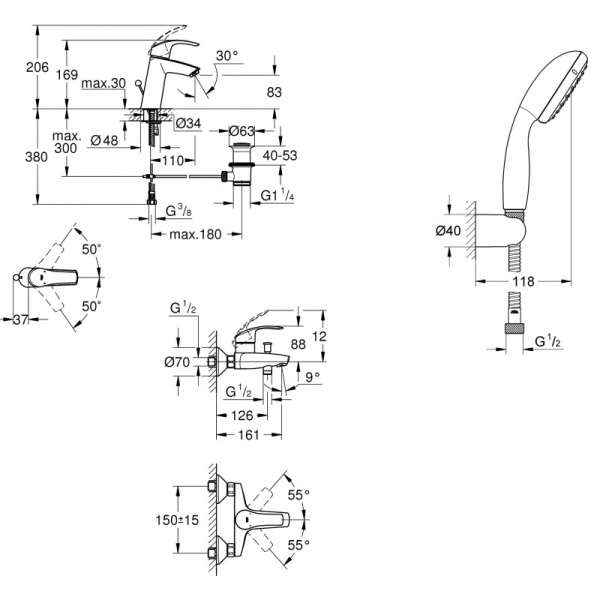 Набор смесителей Grohe Eurosmart New 124470