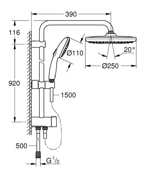 Душевая система Grohe Tempesta System  26675 001 (26675001) хром Душевая система Grohe Tempesta System  26675 001 (26675001) хром