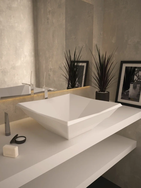 Раковина накладная (41х41) Bien Kristal KRLG04101FD0W3000