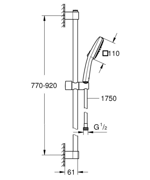 Душевой гарнитур GROHE Tempesta Cube 110 269082433 Душевой гарнитур GROHE Tempesta Cube 110 269082433