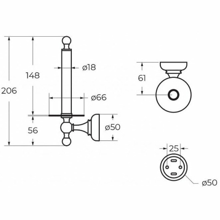 Бумагодержатель Cezares Aphrodite APHRODITE-TH042-03/24-M