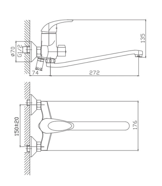 Смеситель для ванны Cron CN2229 Смеситель для ванны Cron CN2229