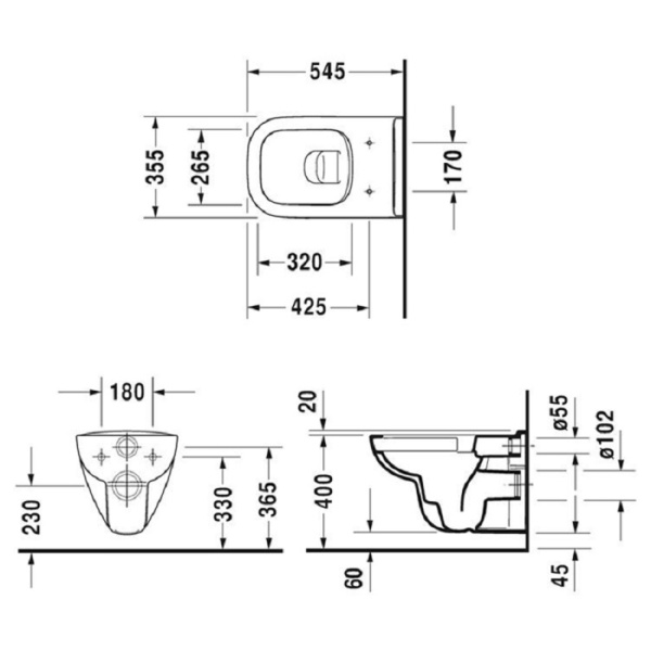 Инсталляция Geberit с безободковым унитазом Duravit D-Code l 458.134.DC.2