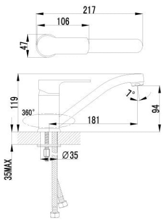 Смеситель для кухонной мойки Lemark Plus Grace (LM1504C)