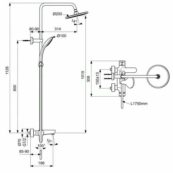 Душевая система Ideal Standard Cerafine BC525AA