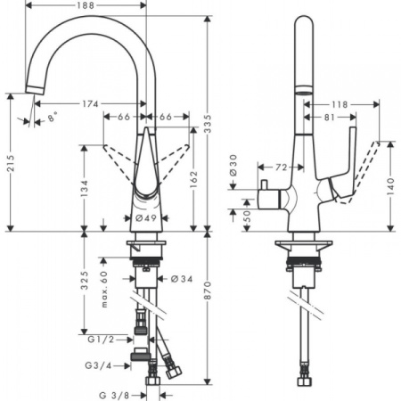 Смеситель для кухонной мойки hansgrohe Talis M51 73858000