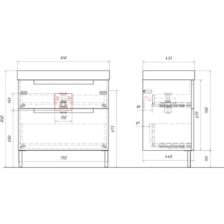 Тумба без раковины 80 см Aqwella Vancouver VAN01082N белый матовый