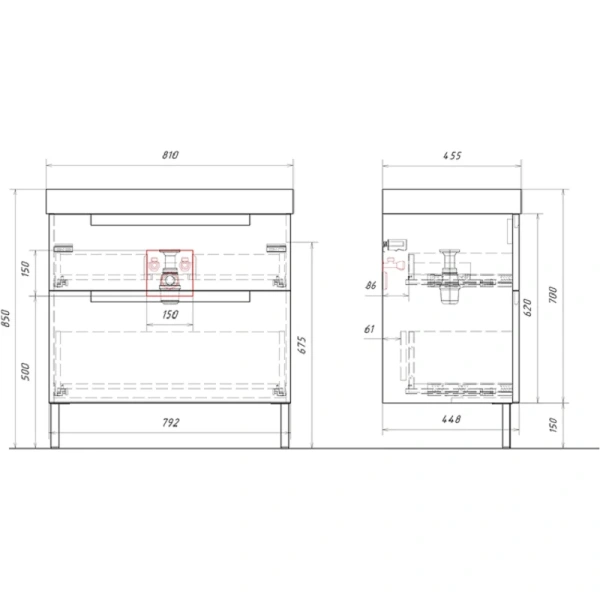 Тумба без раковины 80 см Aqwella Vancouver VAN01082N белый матовый