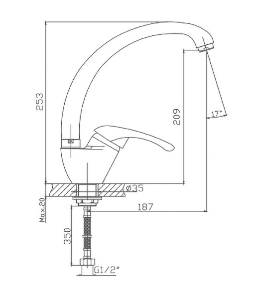 Смеситель для кухни Cron CN4103-2 Смеситель для кухни Cron CN4103-2