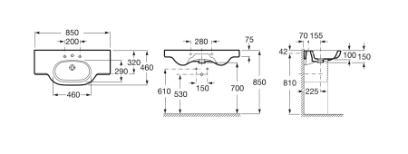 Раковина подвесная (85x46) Roca Meridian  32724D000