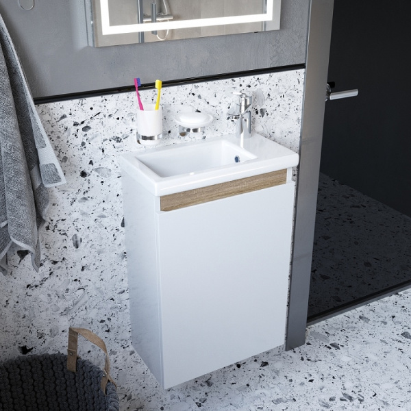 Тумба с раковиной со смесителем и аксессуарами AM.PM X-Joy 45 BK85FG