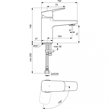 Смеситель для раковины Ideal Standard CERAPLAN BD211AA, хром