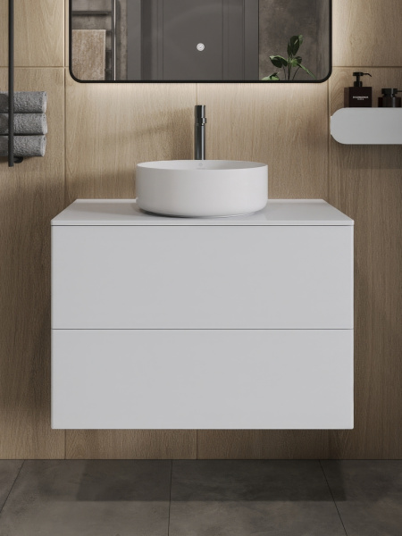 Тумба с раковиной подвесная 75 см, Orange Otto Ot-75TuMDF+B09-360W белый глянец