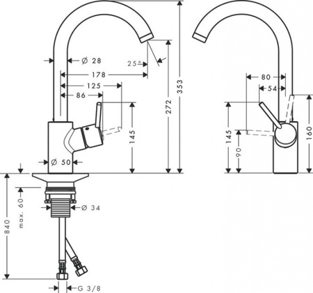 Смеситель для кухонной мойки hansgrohe Talis M52 73865000