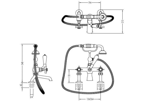 Смеситель для ванны Devon&Devon Coventry MARF20/B