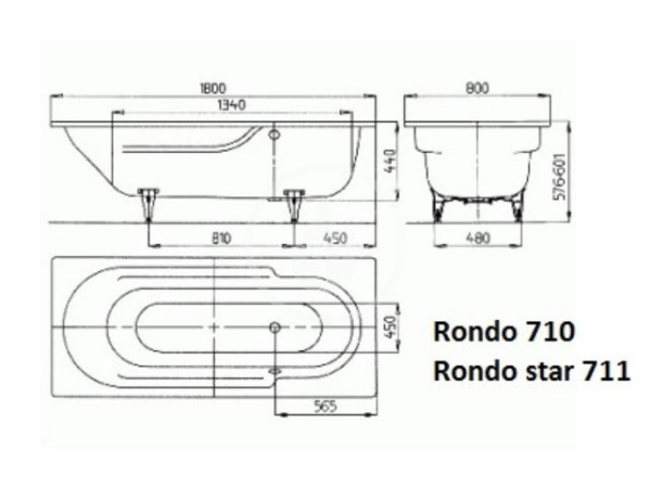 Стальная ванна Kaldewei Rondo 710 Standard (180х80) 221700010001