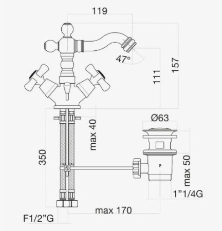 Смеситель для биде Fiore Margot 26CR0635