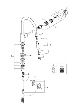 Смеситель однорычажный для мойки Grohe Eurosmart Cosmopolitan 31481 001 (31481001) хром