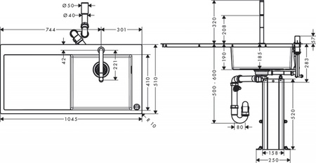 Кухонная мойка AXOR Combi 43205000