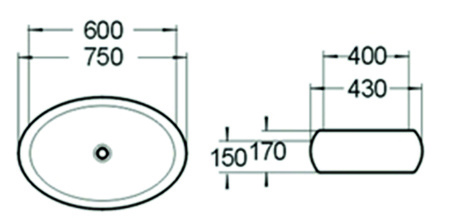 Раковина накладная (60х40) SantiLine SL-1036
