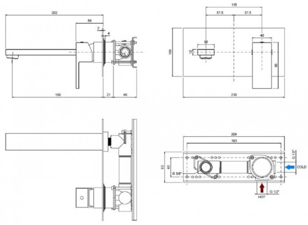Смеситель для раковины Cezares Unika UNIKA-BLI1-01