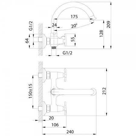 Смеситель для ванны Rossinka RS40 (RS40-83)