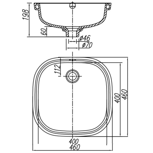 Раковина встраиваемая снизу ARROW AP41011B, белый