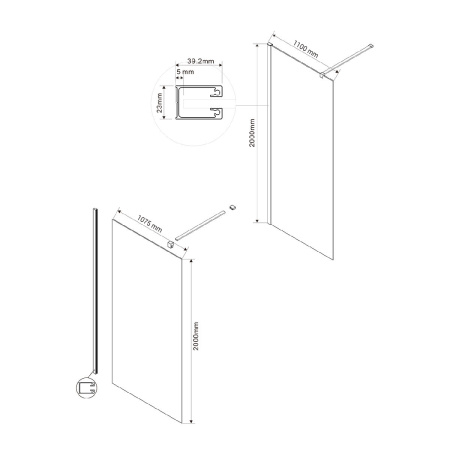 Душевая перегородка Vincea Walk-In VSW-1H110CLB (110х200) черный матовый, стекло прозрачное