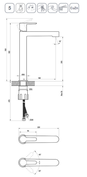 Смеситель для раковины Ravak Puri PU 015.20 X070182 Смеситель для раковины Ravak Puri PU 015.20 X070182