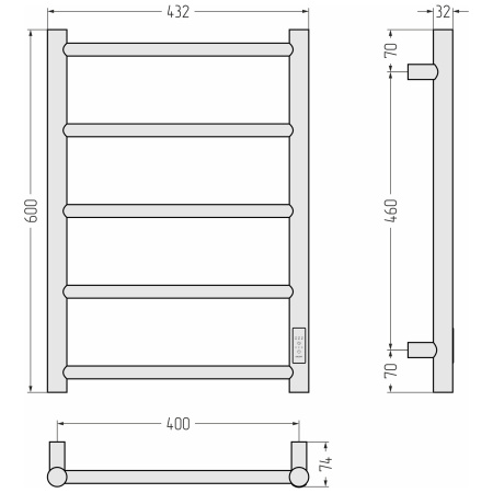 Полотенцесушитель Стилье Формат 27 (600х400) 30528-6040 правый