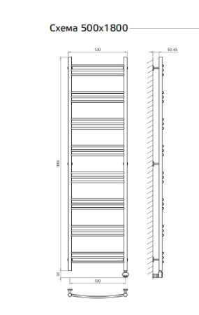 Электрический полотенцесушитель с функцией быстрой сушки ArtofSpace ARTICO EAAO5001800RAL0000RP