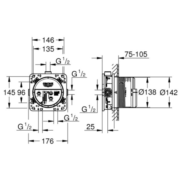 Универсальная встроенная часть Grohe Rapido SmartBox 35604000