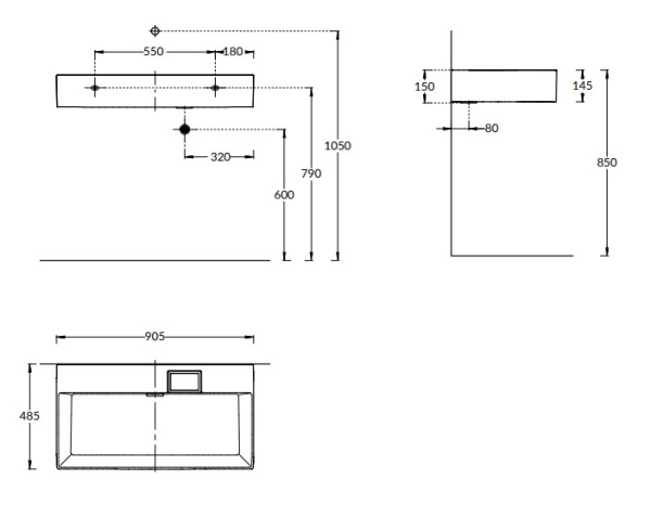 Раковина подвесная (90х48) Kerama Marazzi Logica LO.wb.90.0