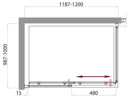 Душевой уголок (120х100) BelBagno UNO-AH-1-120/100-C-Cr