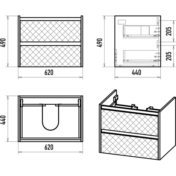 Тумба под раковину Brevita Chester 60 CHE-09065-49502Я