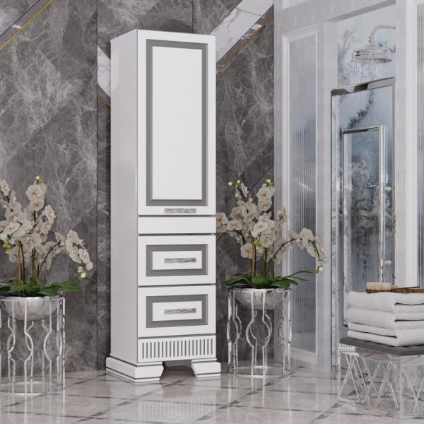 Пенал Opadiris Оникс левый Белый глянцевый с серебряной патиной Z0000005505