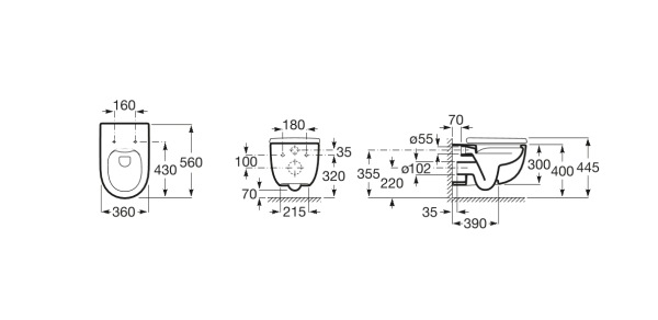Унитаз подвесной безободковый Roca Meridian Rimless 34624L000