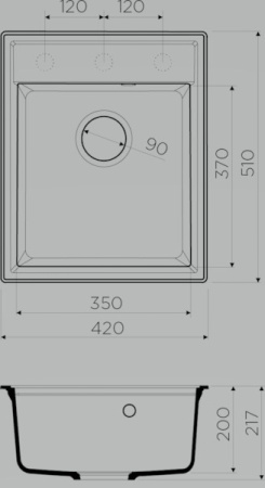 Мойка для кухни Omoikiri Daisen 42-BL 4993606